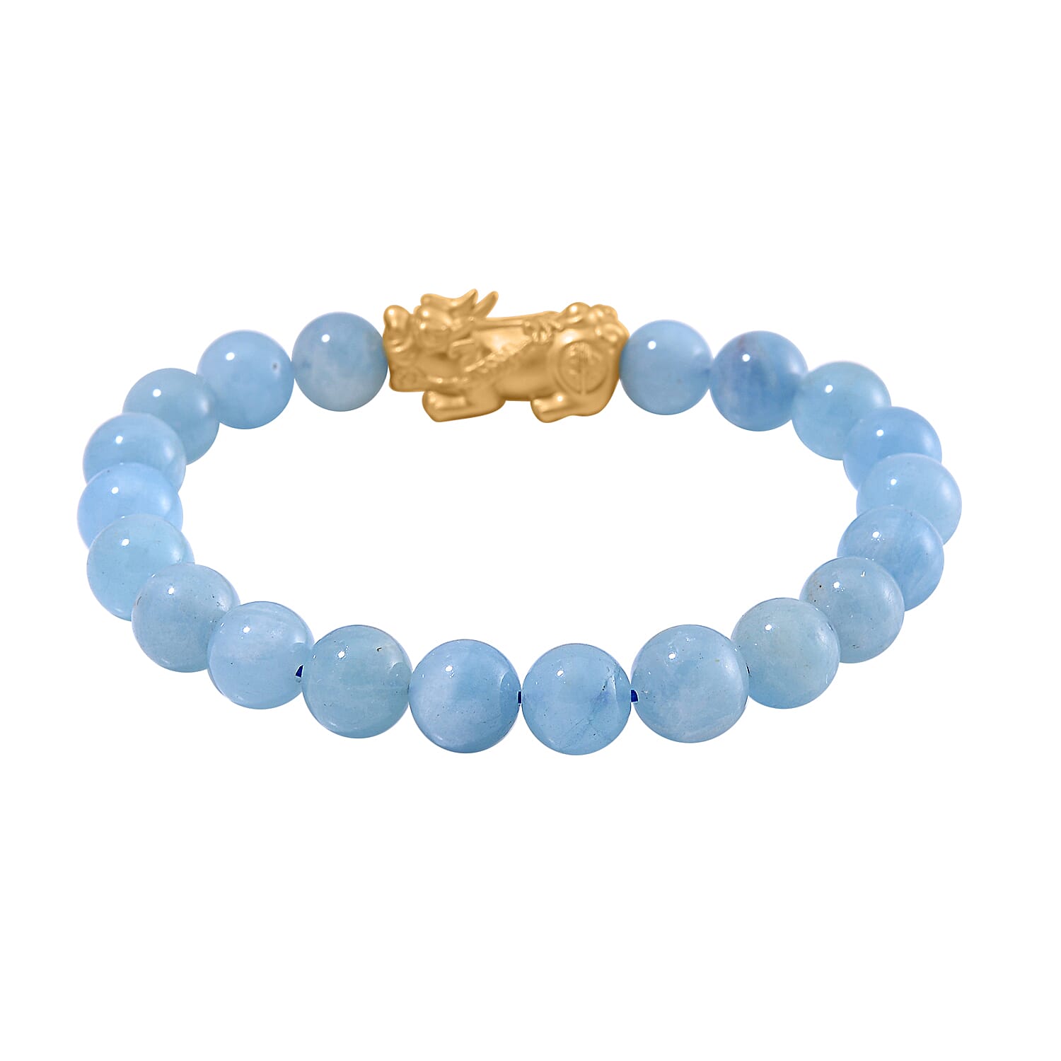Aquamarine PIXIU Bracelet (Size7 -7.5) in Yellow Gold Overlay Sterling Silver 120.00 Ct.