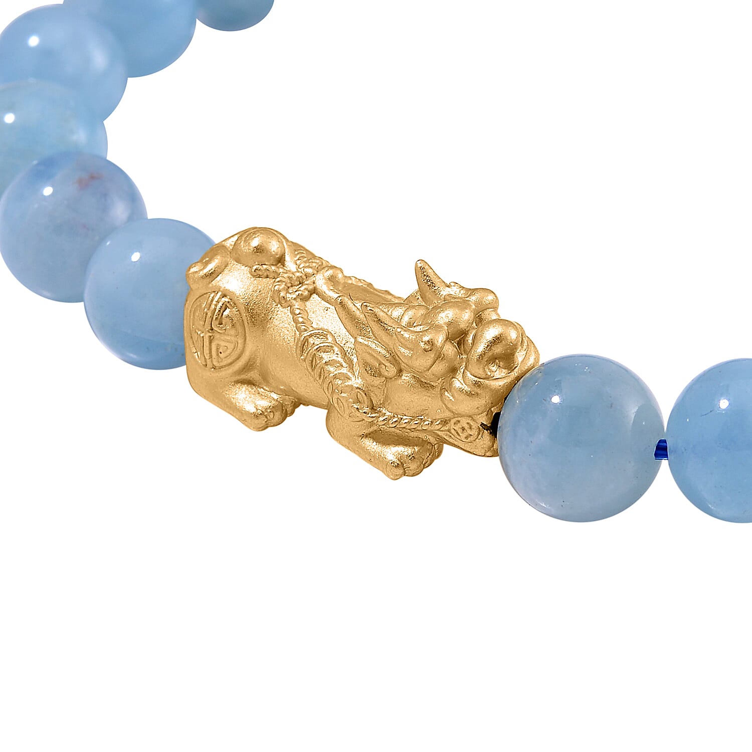 Aquamarine PIXIU Bracelet (Size7 -7.5) in Yellow Gold Overlay Sterling Silver 120.00 Ct.