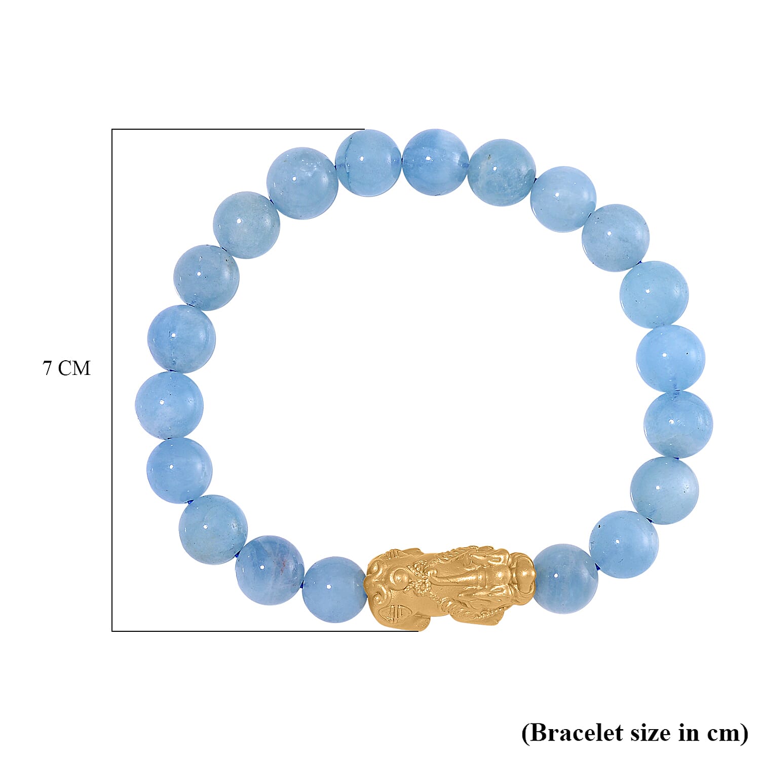 Aquamarine PIXIU Bracelet (Size7 -7.5) in Yellow Gold Overlay Sterling Silver 120.00 Ct.