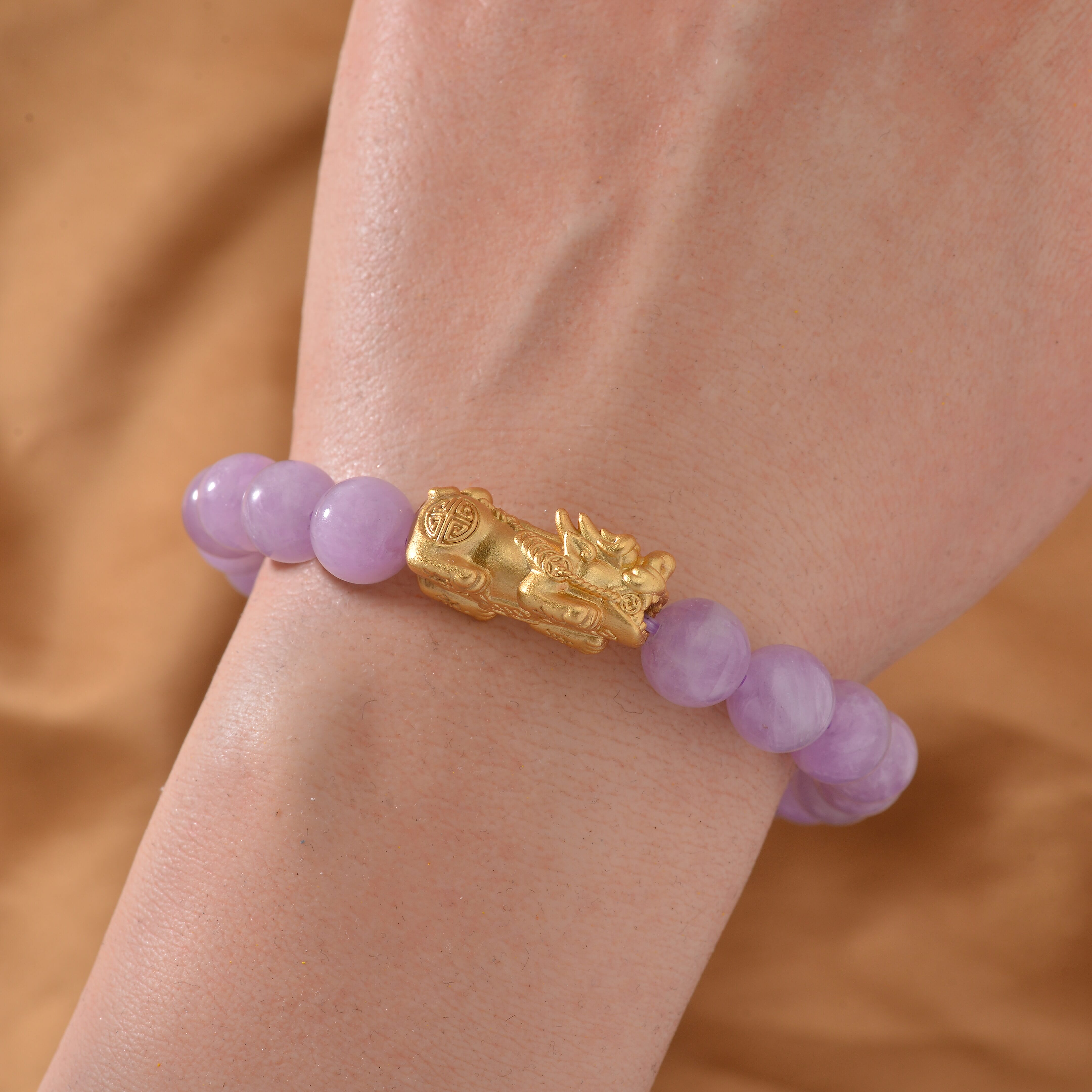 Kunzite Pixiu  Bracelet (Size7 -7.5) in Yellow Gold Overlay Sterling Silver 120.00 Ct.