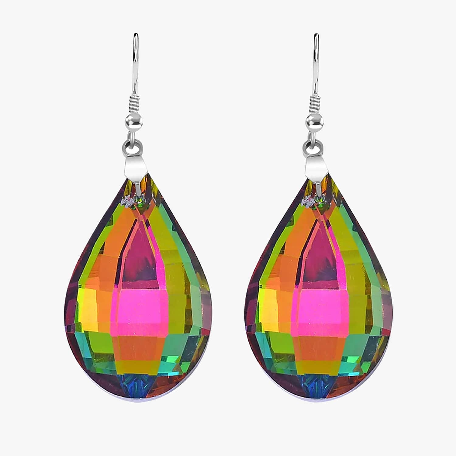 White Magic Color Crystal  Earring Pure White Stainless Steel