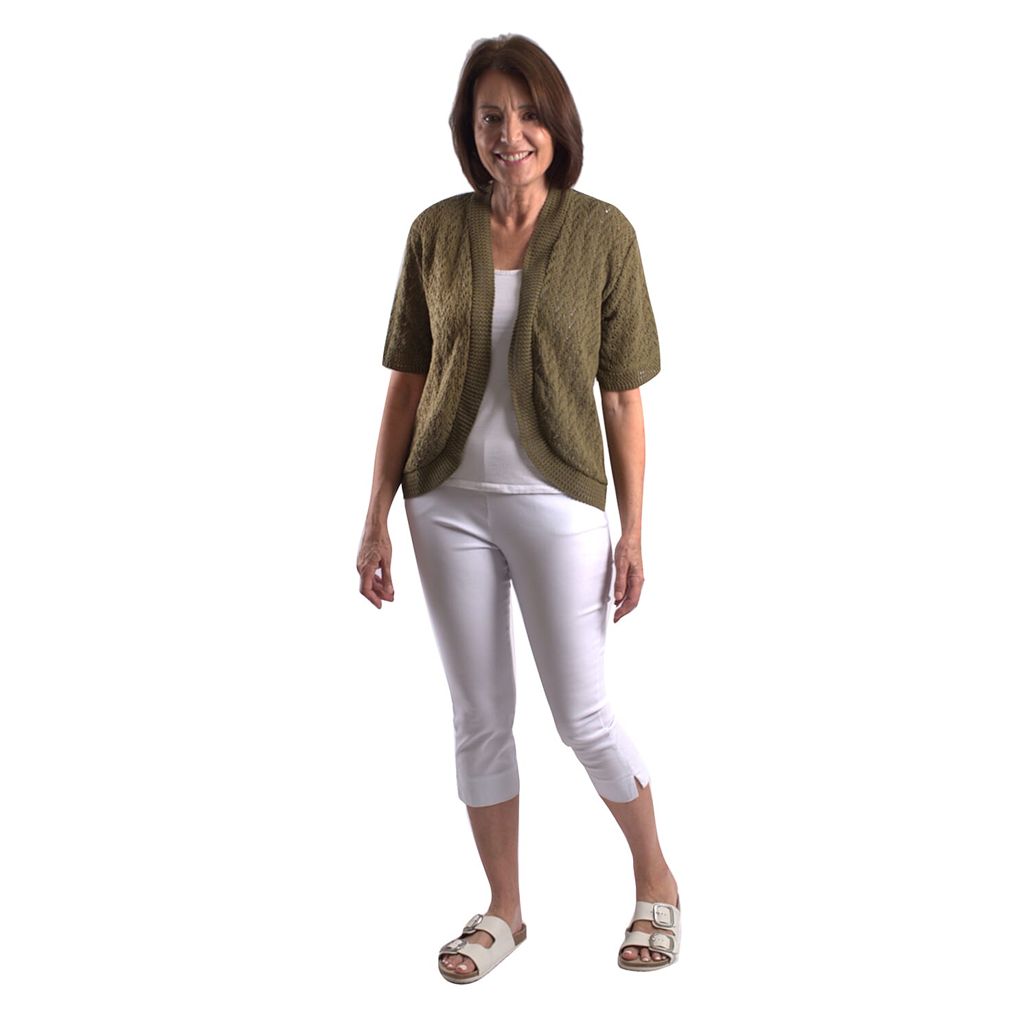 Pure and Natural Cotton Blend Summer Bolero (Size S-M) - Khaki