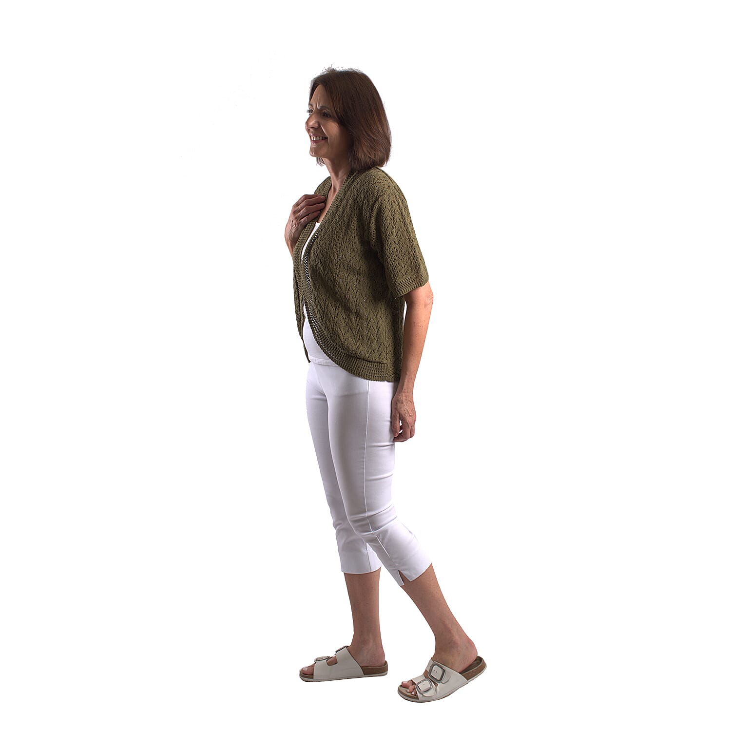 Pure and Natural Cotton Blend Summer Bolero (Size S-M) - Khaki