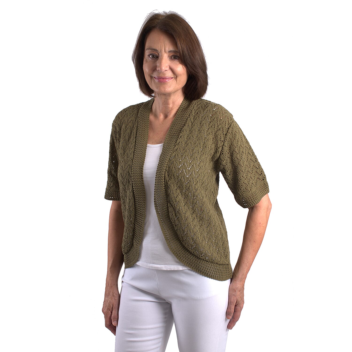 Pure and Natural Cotton Blend Summer Bolero - Khaki