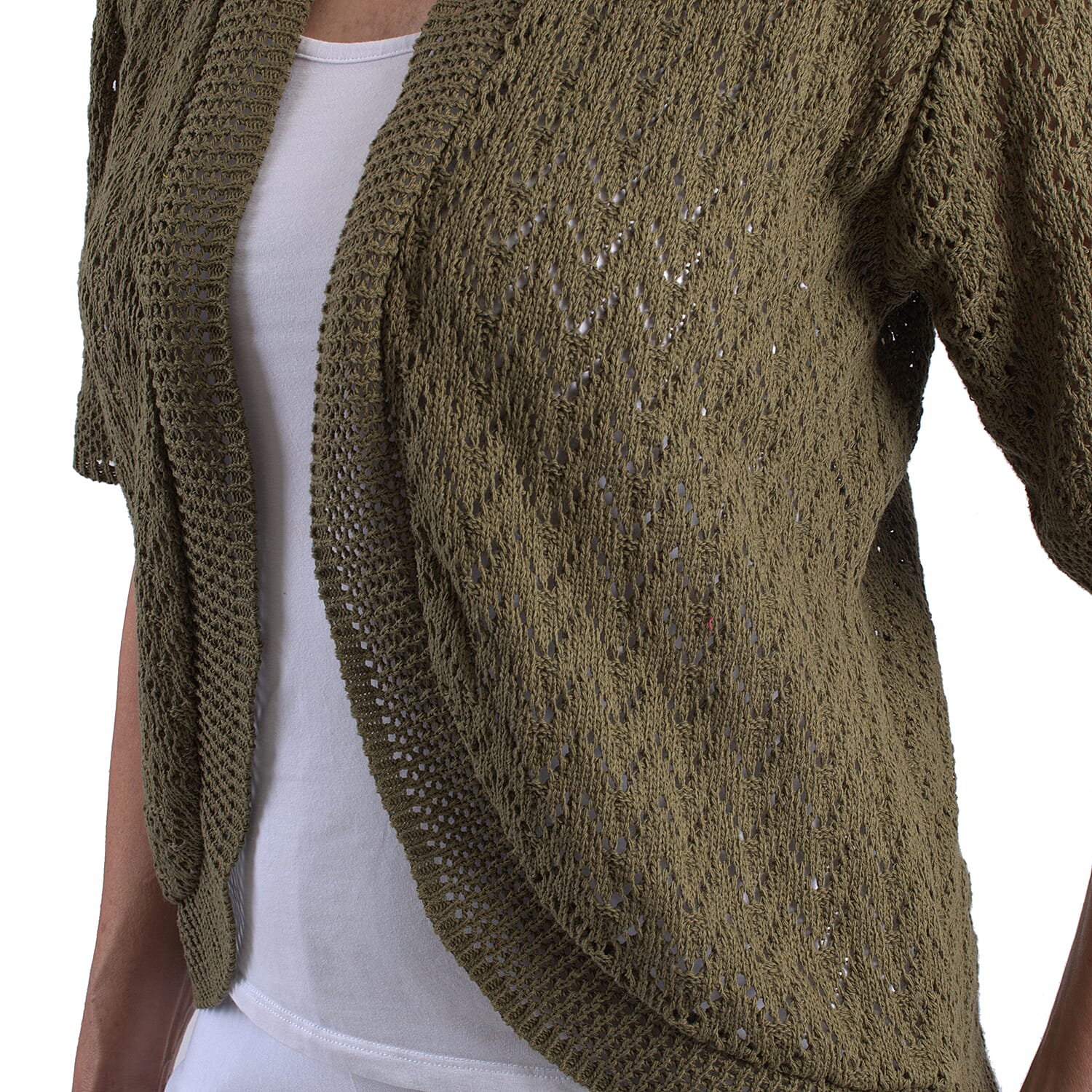 Pure and Natural Cotton Blend Summer Bolero - Khaki