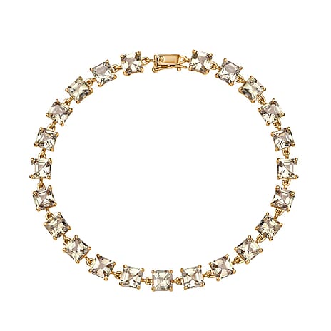 LAST IN STOCK - 14K Yellow Gold AAA Turkizite Asscher Cut Tennis Bracelet (Size - 7.5) with Lock Box 17.40 Ct. 5.20 Grams