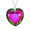 Multi Colour Crystal Heart Earrings and Necklace (Size - 24) in Pure White Stainless Steel