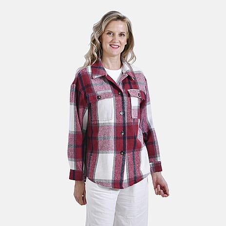 La Marey Brushed Checked Shirt (Size 20 to 22) - Red