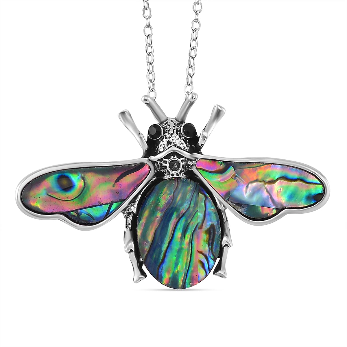 Abalone Shell & Black Austrian Crystal Bee Necklace (Size 20) Abalone Shell & Black Austrian Crystal Bee Necklace (Size 20)