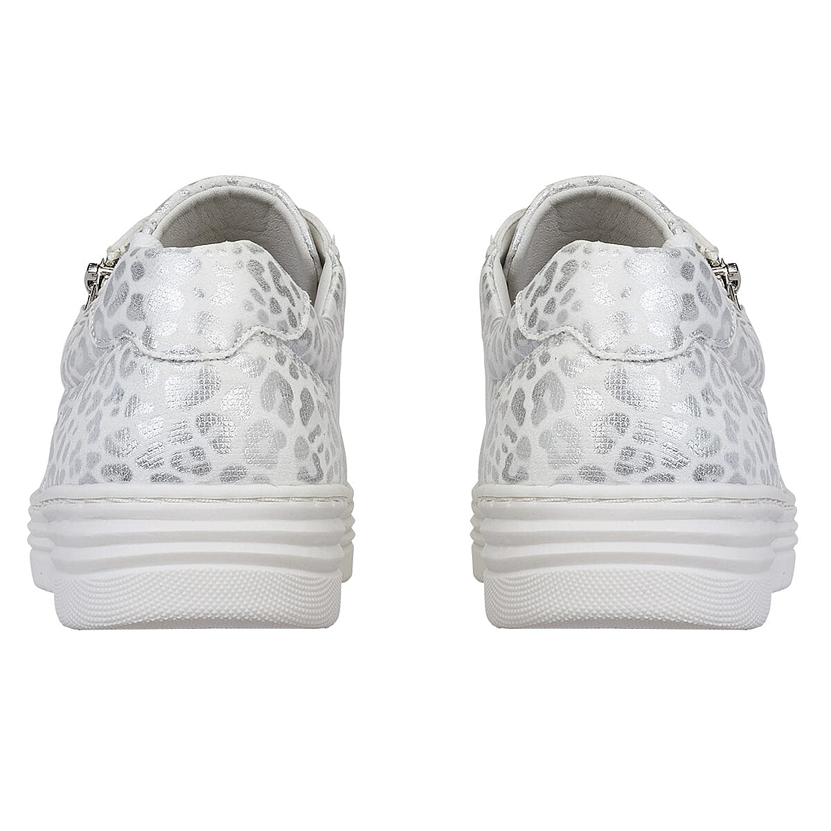 Emma Caprice Leopard Printed Ladies Trainers (Size 4) - White