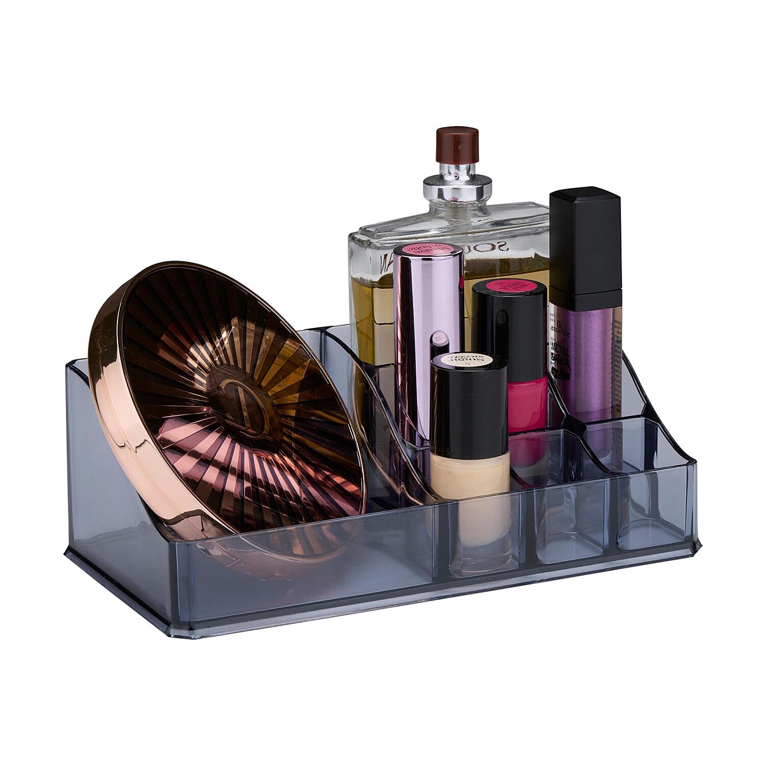 Transparent Cosmetic Organiser with Cells - Grey