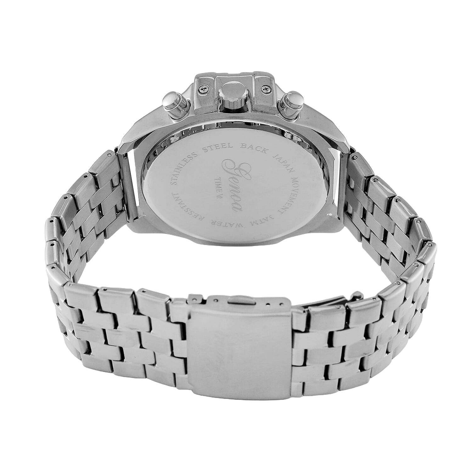 GENOA Multi-function Movt. 3ATM WR White Dial Watch with Stainless Steel Chain Strap in Silver Tone