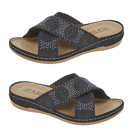 Jo - Joe Ladies Cuba Crossover Mule Sandal (Size 7) - Black