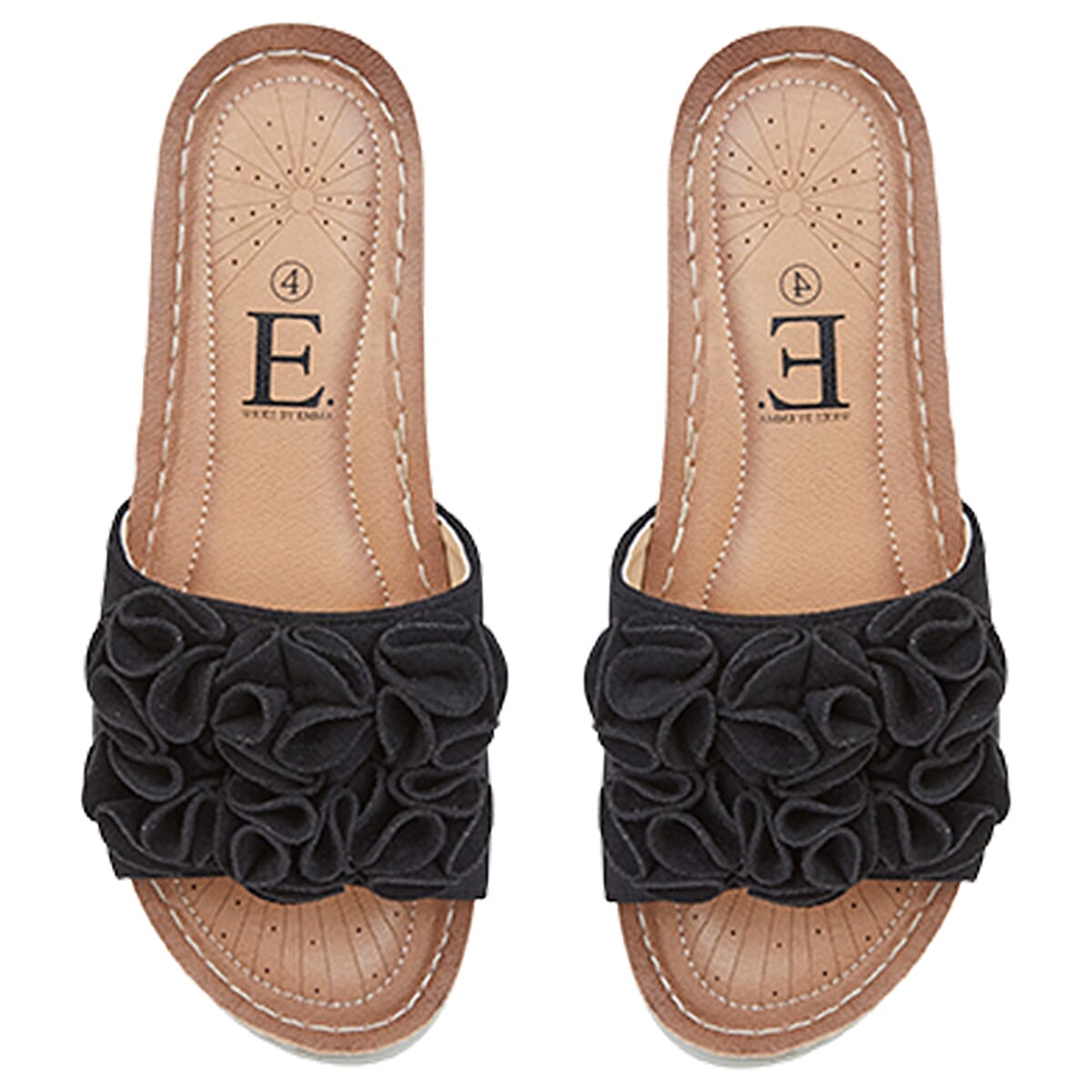 Emma Ladies Ruffle Wedge Sandal (Size 4) - Black