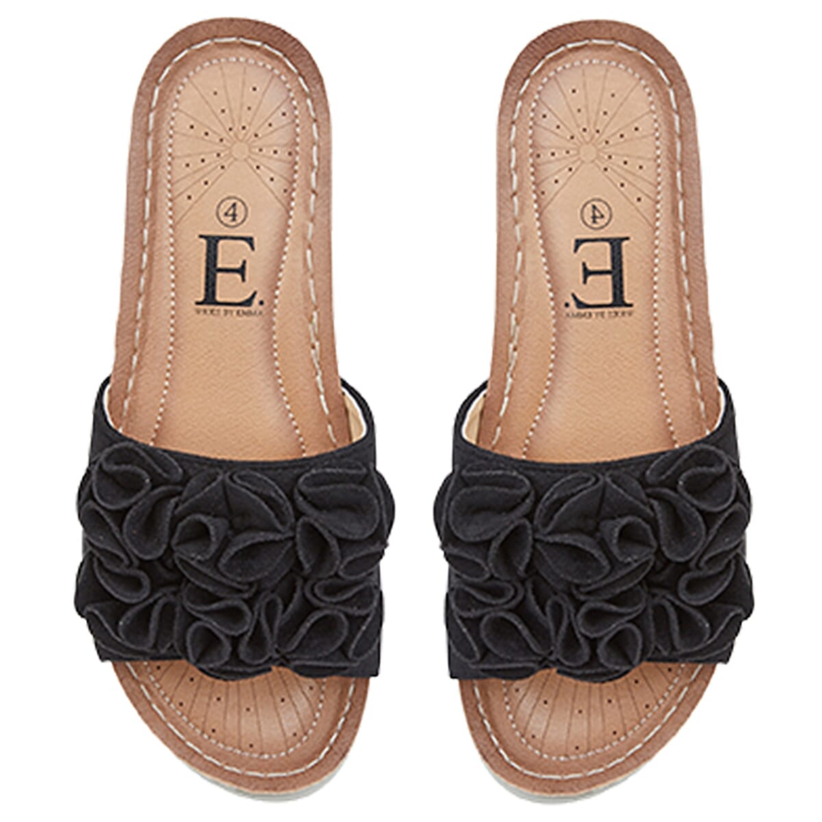 Emma Ladies Ruffle Wedge Sandal (Size 4) - Black