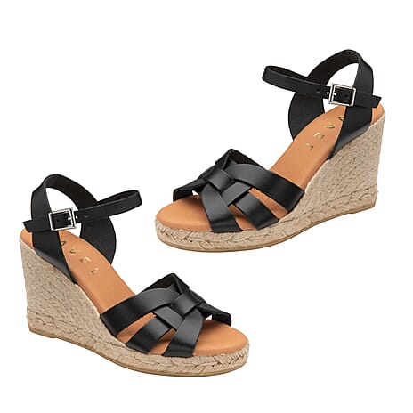 Ravel Leather Glion Wedge Ladies Sandal (Size 6) - Black