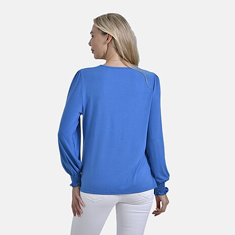 La Marey V-Neck Long Sleeve Top (Size 8 to 10) - Blue