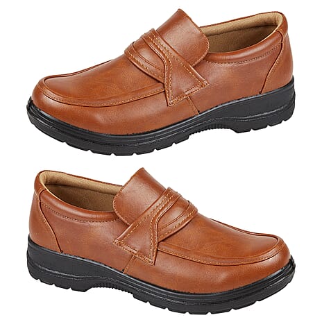 Charles Southwell DEREK Mens Wide Fitting Slip on Shoes (Size 8) - Tan