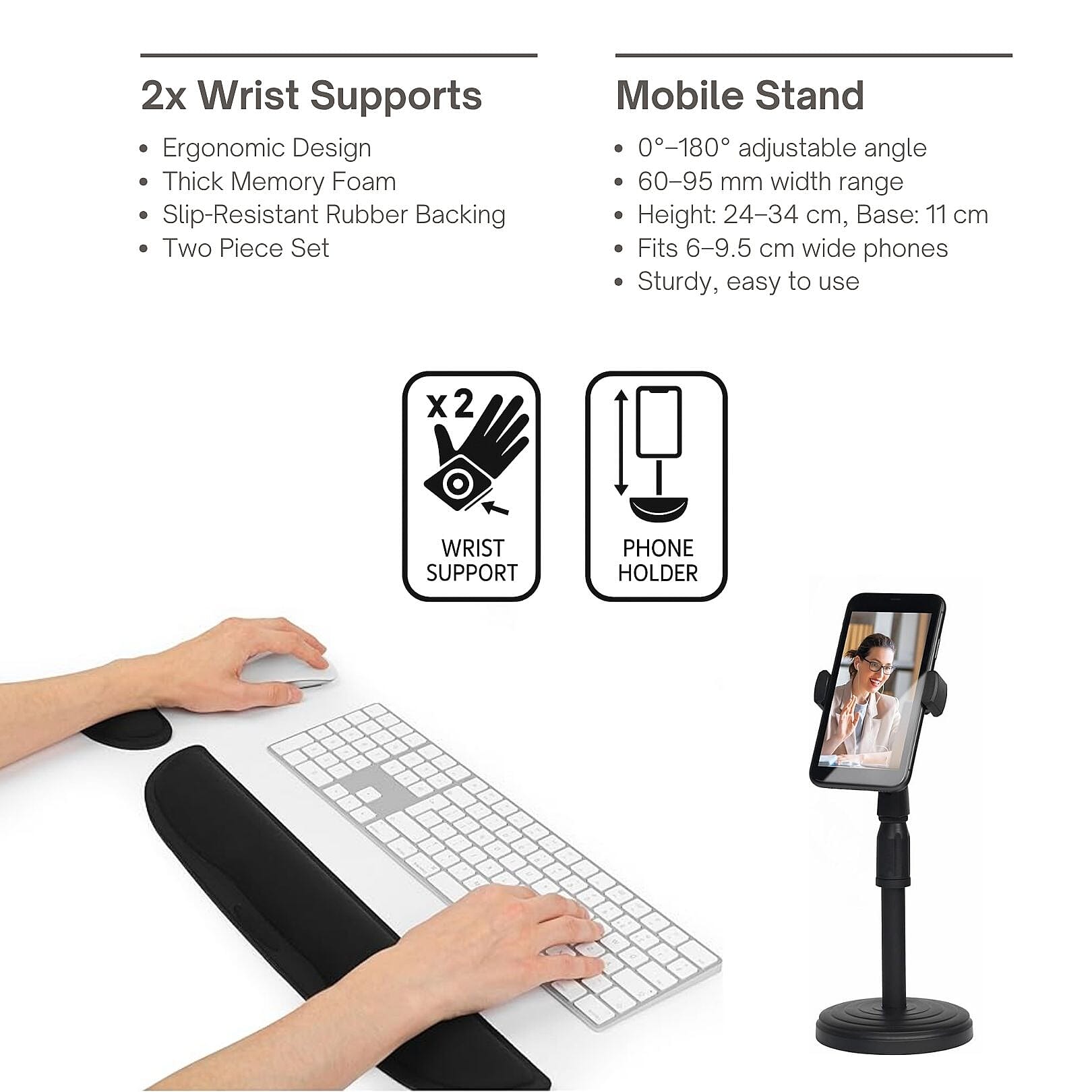 New Collection- INTEMPO Studio 6 in 1 Set (Desk Mat, Laptop Riser Cable Tidy, 2 Wrist Support - Phone Holder) - Black New Collection- INTEMPO Studio 6 in 1 Set (Desk Mat, Laptop Riser Cable Tidy, 2 Wrist Support - Phone Holder) - Black