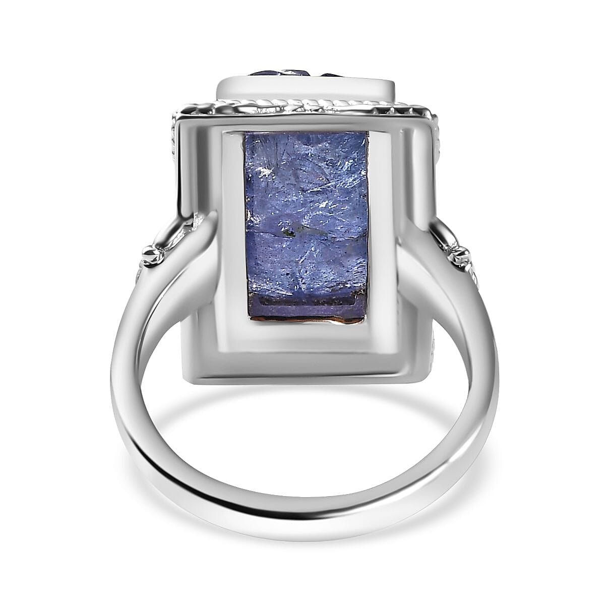 Tanzanite Solitaire Ring in rhodium Sterling Silver 8.70 ct, Silver Wt. 7.47 Gms 8.525 Ct. Tanzanite Solitaire Ring in rhodium Sterling Silver 8.70 ct, Silver Wt. 7.47 Gms 8.525 Ct.
