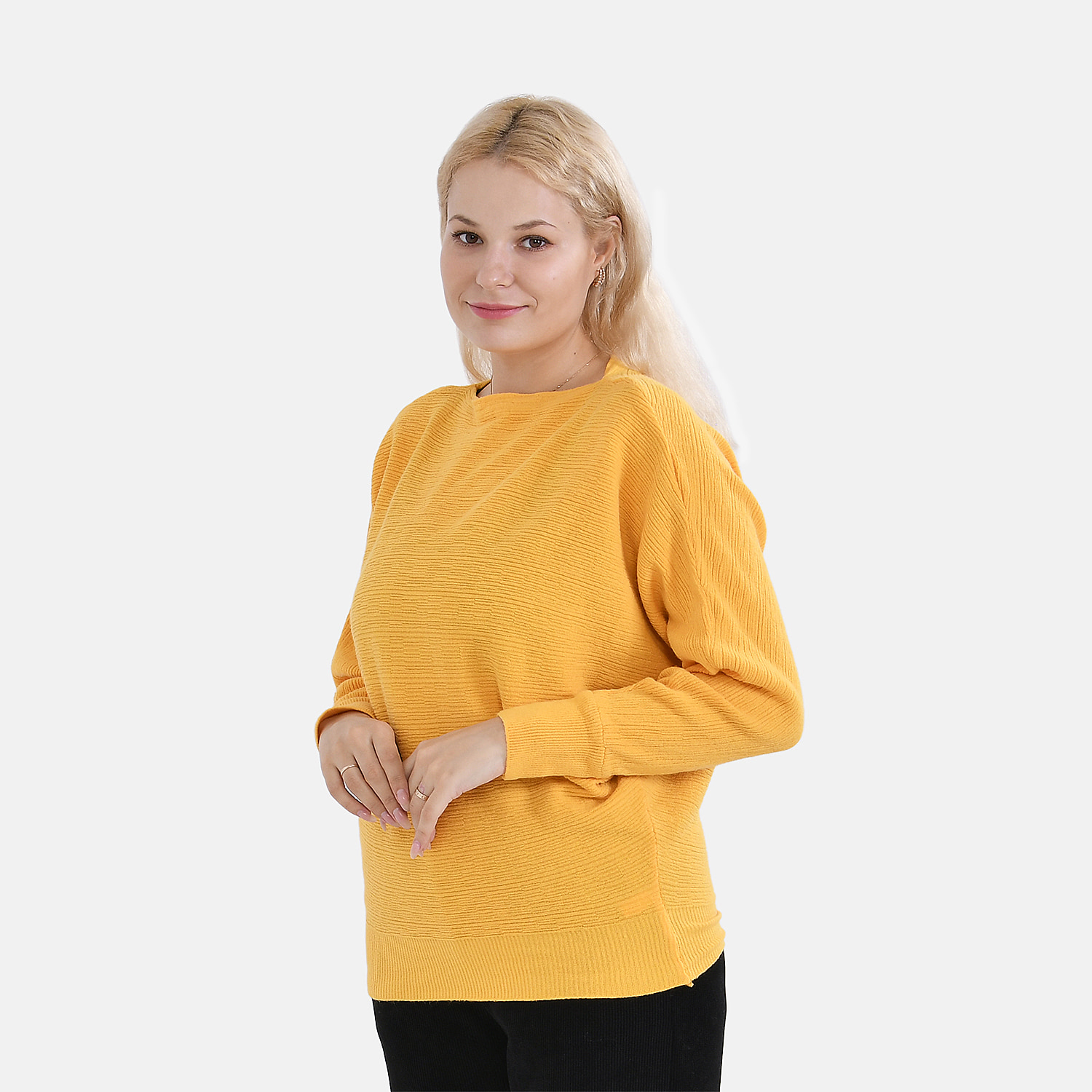 TAMSY Cotton Blend Batsleeve Jumper (One Size) - Yellow