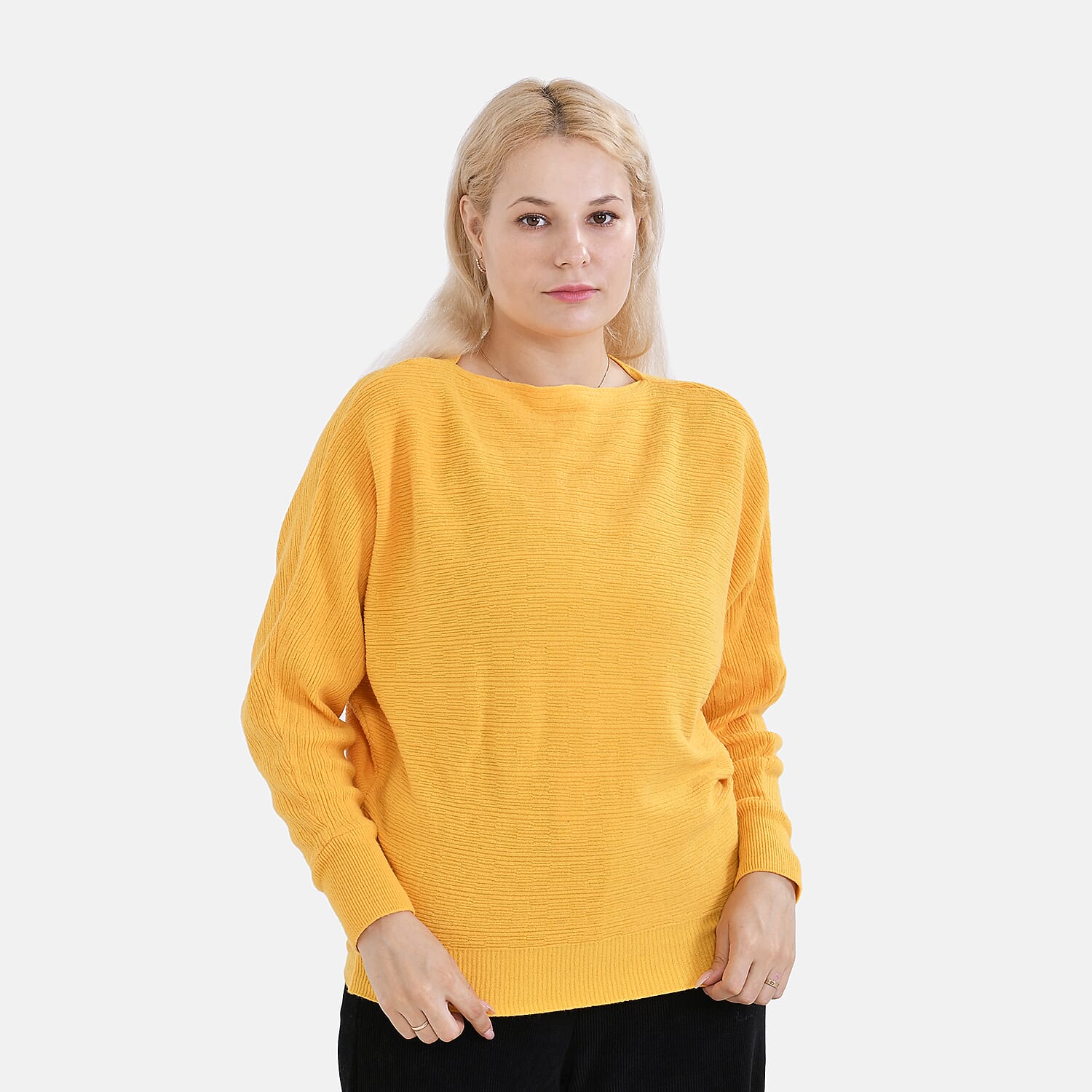 TAMSY Cotton Blend Batsleeve Jumper (One Size) - Yellow