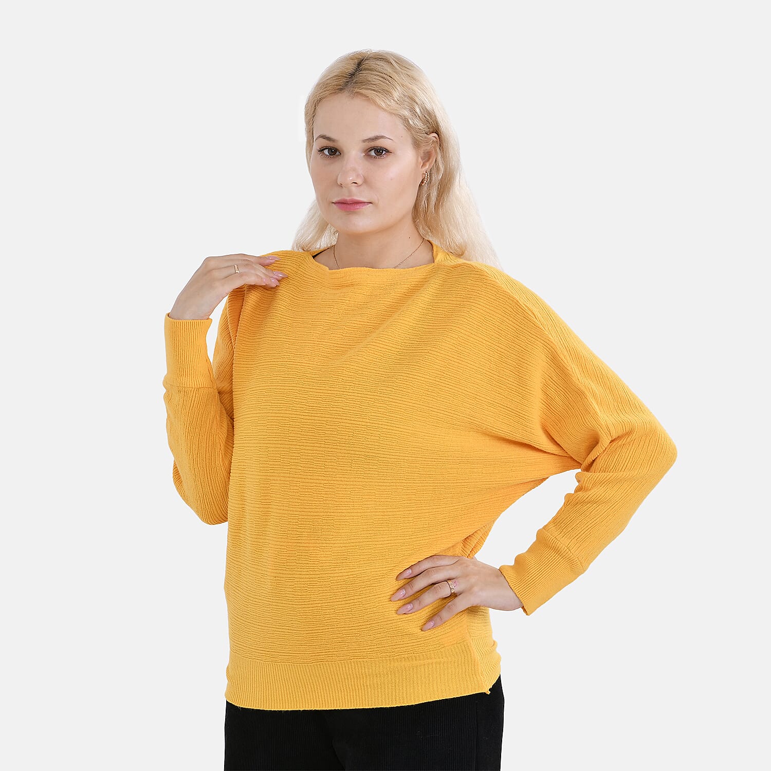 TAMSY Cotton Blend Batsleeve Jumper (One Size) - Yellow