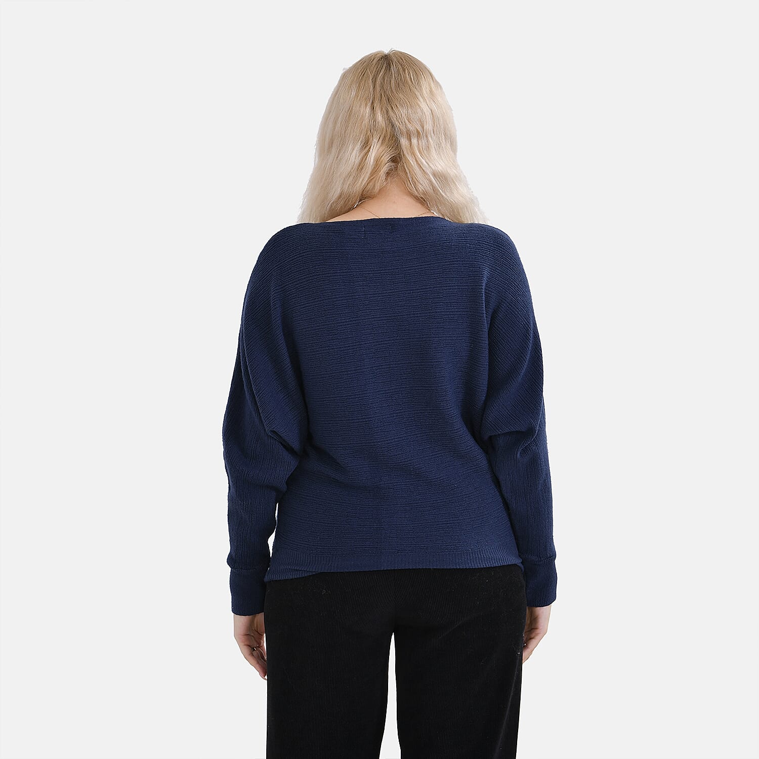 TAMSY Cotton Blend Batsleeve Jumper (One Size) - Navy