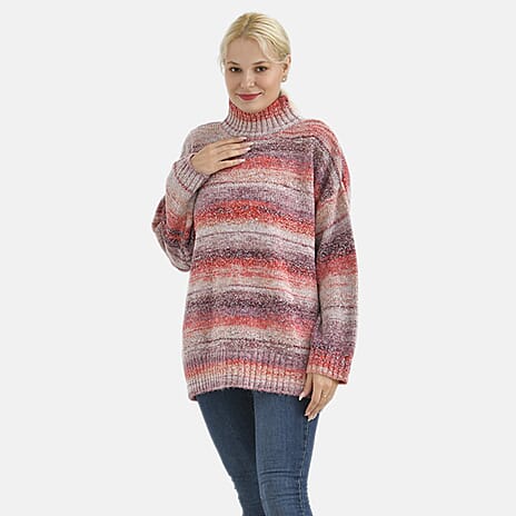 La Marey Multi-colored Striped Sweater (Size L) - Red - Pink