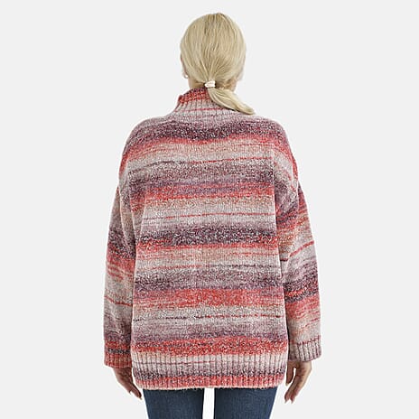 La Marey Multi-colored Striped Sweater (Size L) - Red - Pink