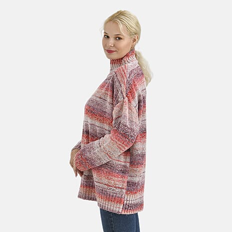 La Marey Multi-colored Striped Sweater (Size L) - Red - Pink
