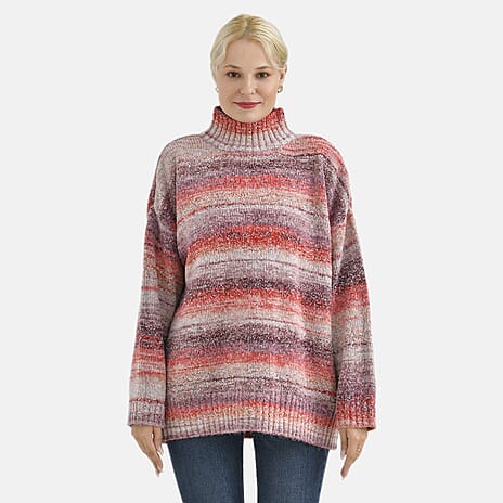 La Marey Multi-colored Striped Sweater (Size L) - Red - Pink