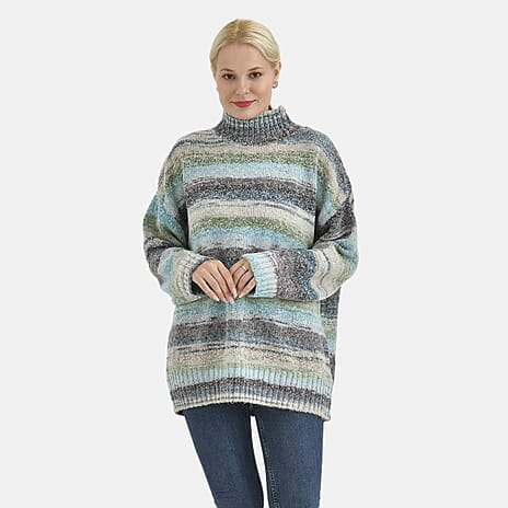 La Marey Acrylic Striped Sweater - Green