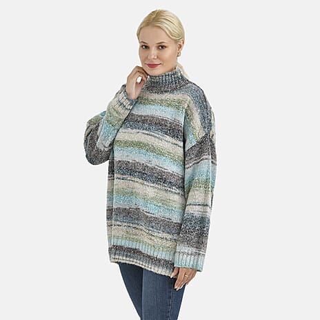 La Marey Acrylic Striped Sweater - Green