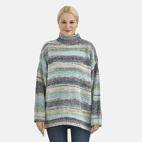 La Marey Acrylic Striped Sweater - Green