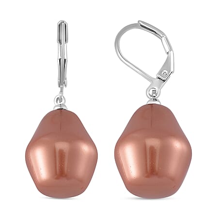 Peach Shell Pearl  Earring Pure White Stainless Steel