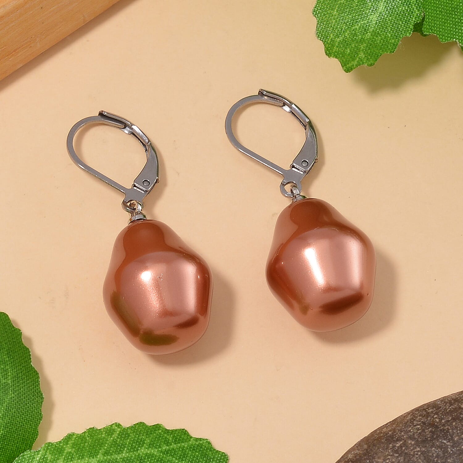 Peach Shell Pearl Earring