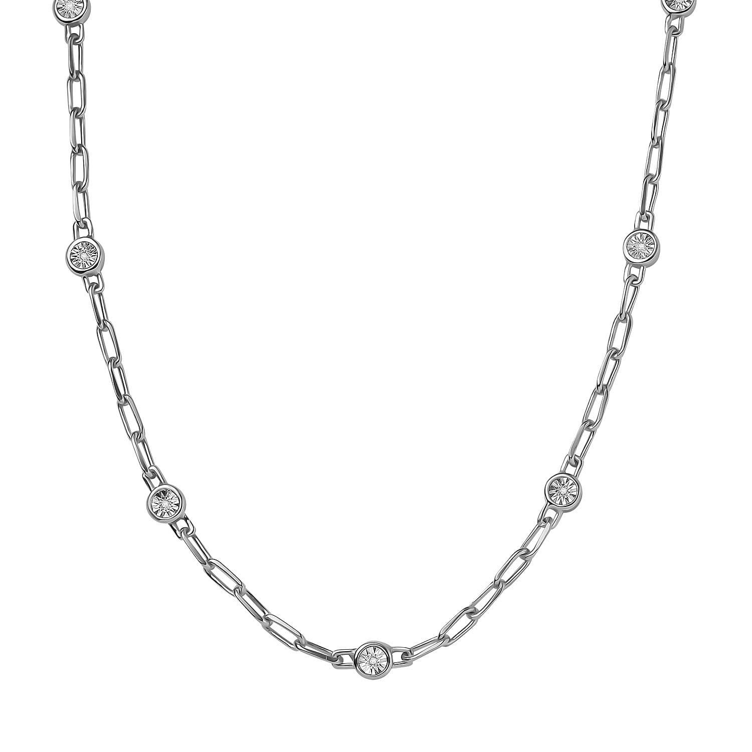 Designer Inspired- Diamond Station Necklace With Lobaster Clasp(Size - 18)