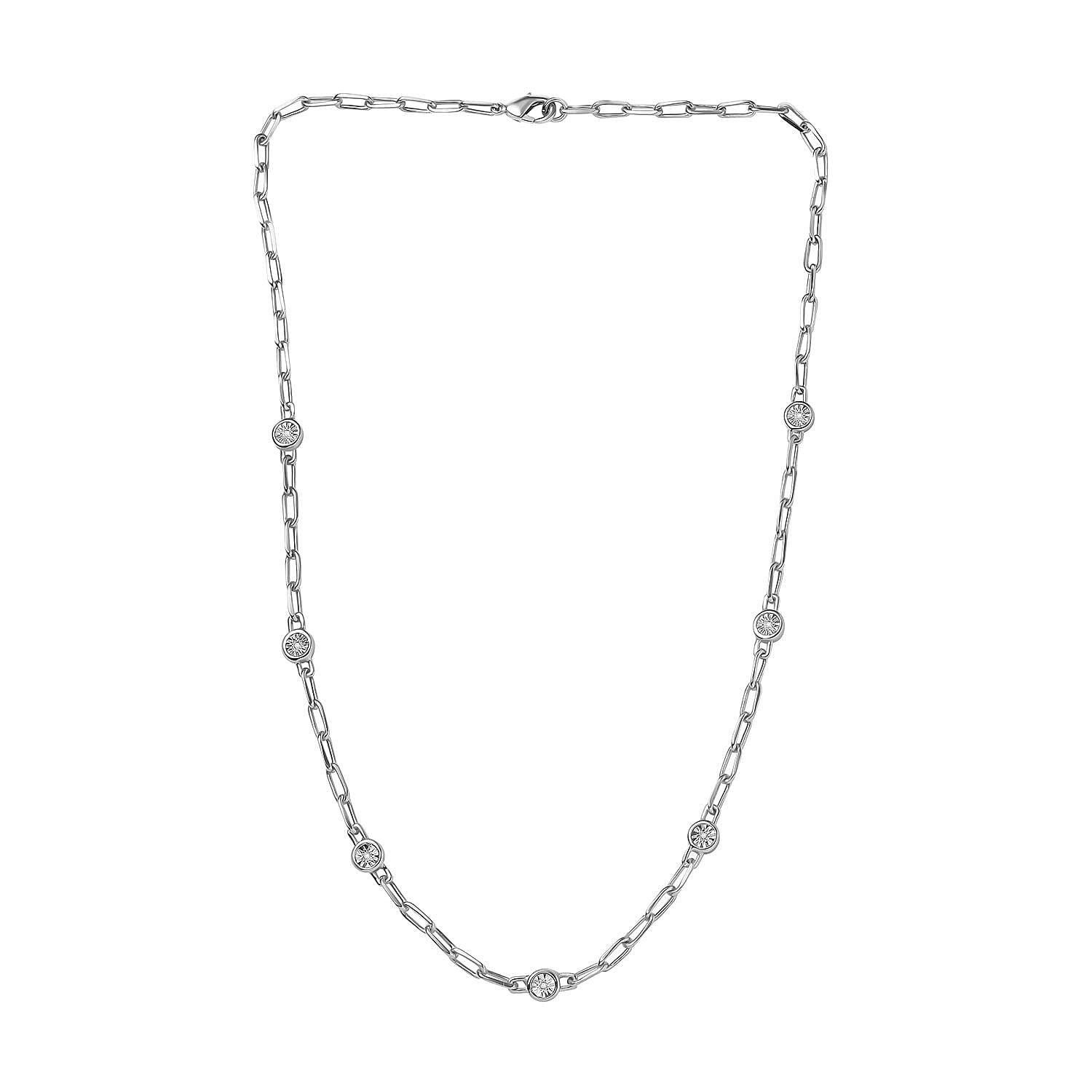 Designer Inspired- Diamond Station Necklace With Lobaster Clasp(Size - 18)