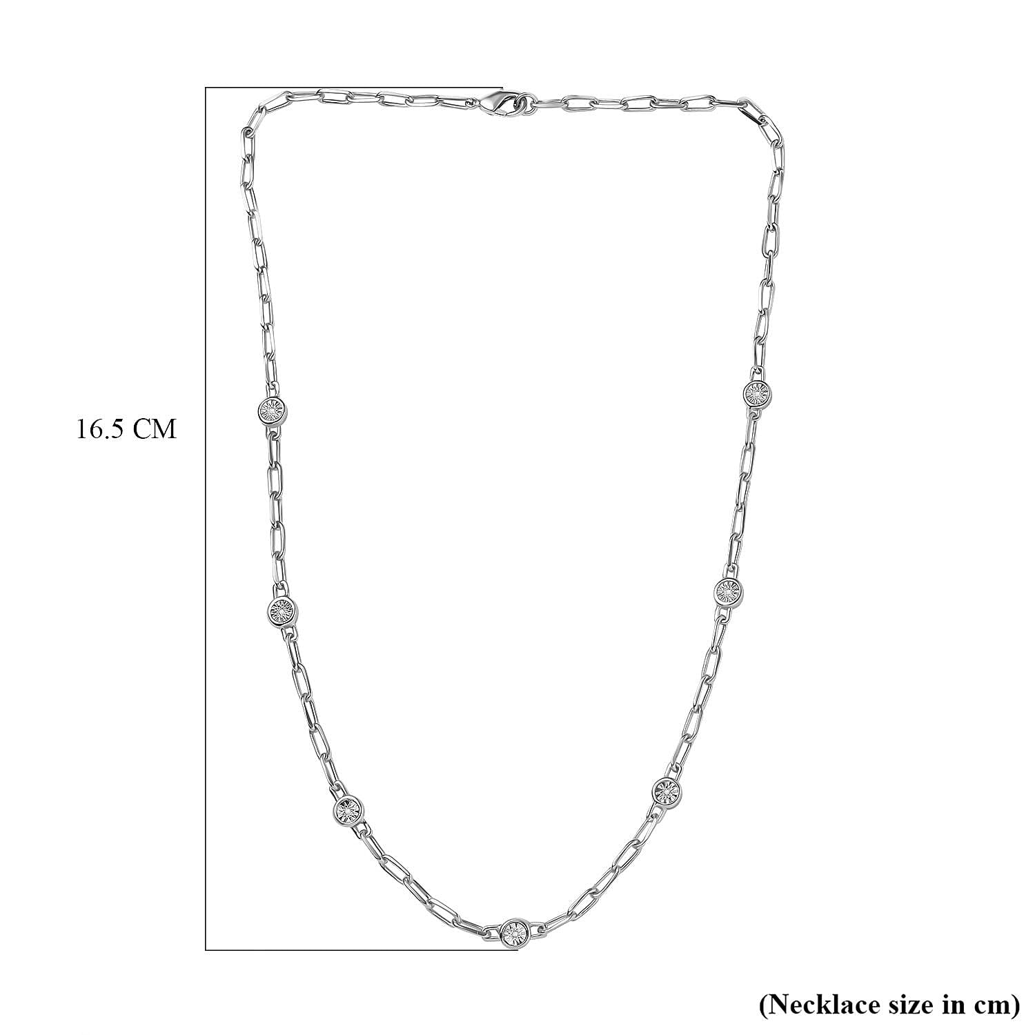 Designer Inspired- Diamond Station Necklace With Lobaster Clasp(Size - 18)