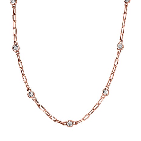 Designer Inspired- Diamond Station Necklace With Lobaster Clasp in Rose Gold Plating (Size - 18)