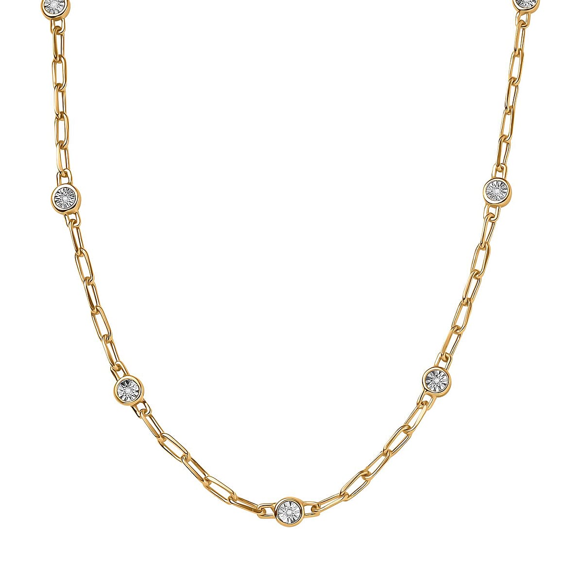 Diamond Station Necklace in Rose Gold Plating 18" Elegant Bezel-Set Simulated