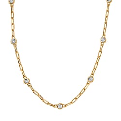 Designer Inspired- Diamond Station Necklace With Lobaster Clasp  (Size - 18)