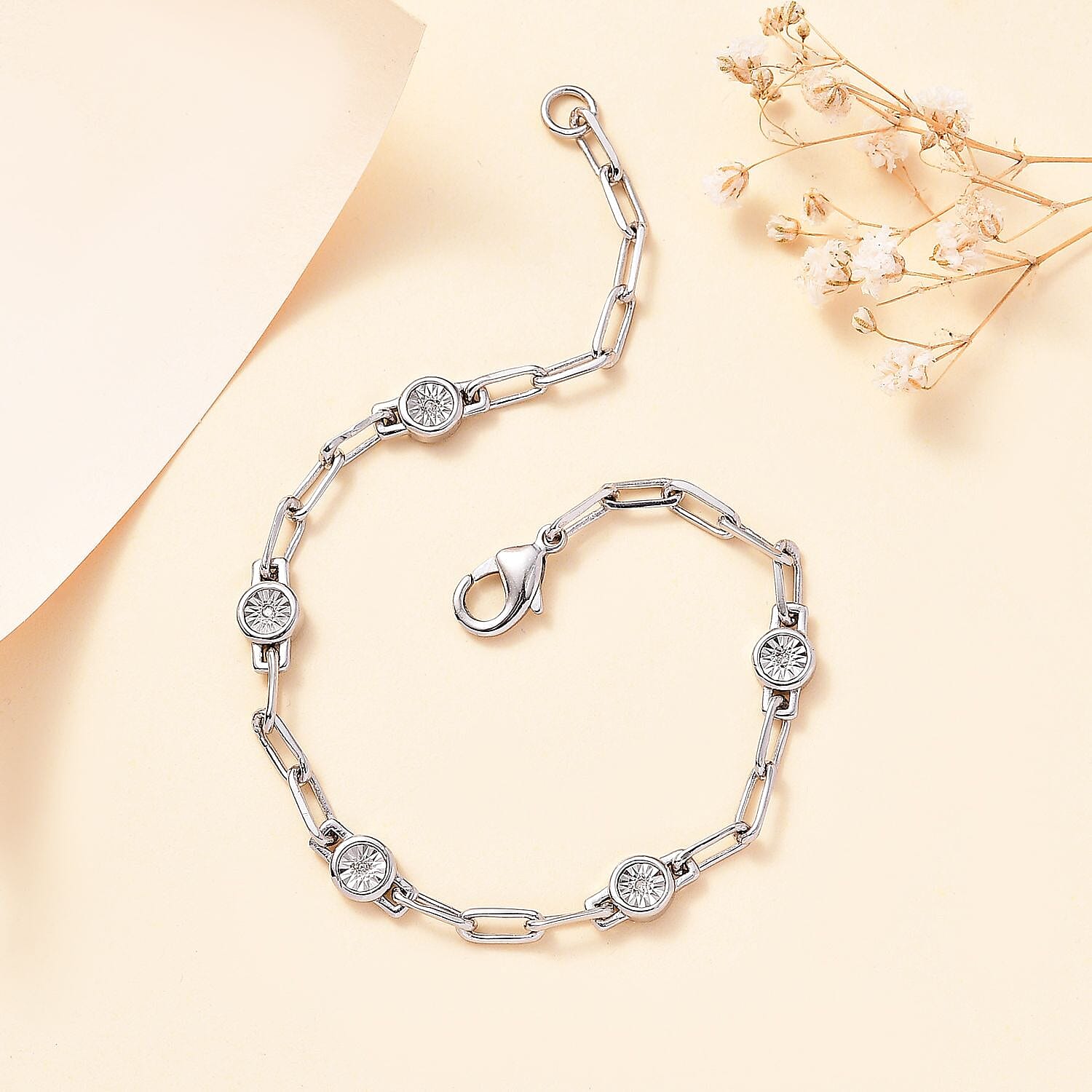 Designer Inspired - Diamond Station Bracelet (Size - 7.5)