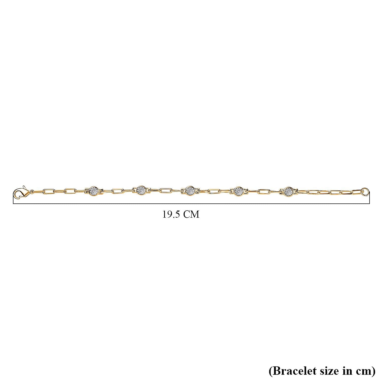 Designer Inspired - Diamond Station Bracelet With Lobaster Clasp Yellow Gold Plated (Size - 7.5)
