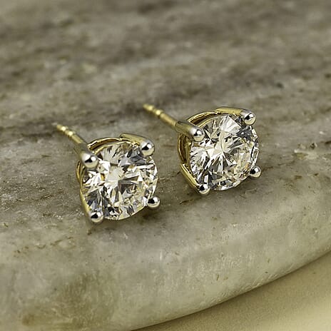 JCK Vegas Biggest Find Luxuriant Diamond - 14K Yellow Gold VS-GH Lab Grown Diamond Stud Earrings 2.00 Ct.