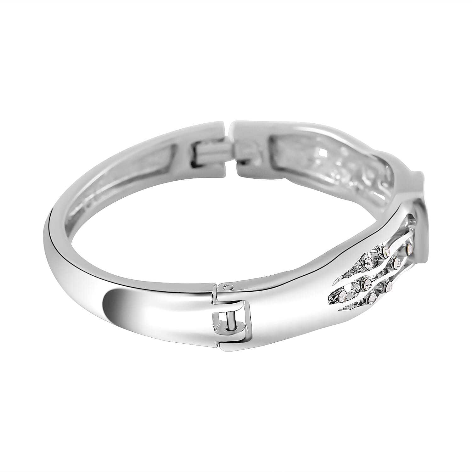 Designer Inspired- Abalone Shell, White Crystal Bangle (Size 7.5)