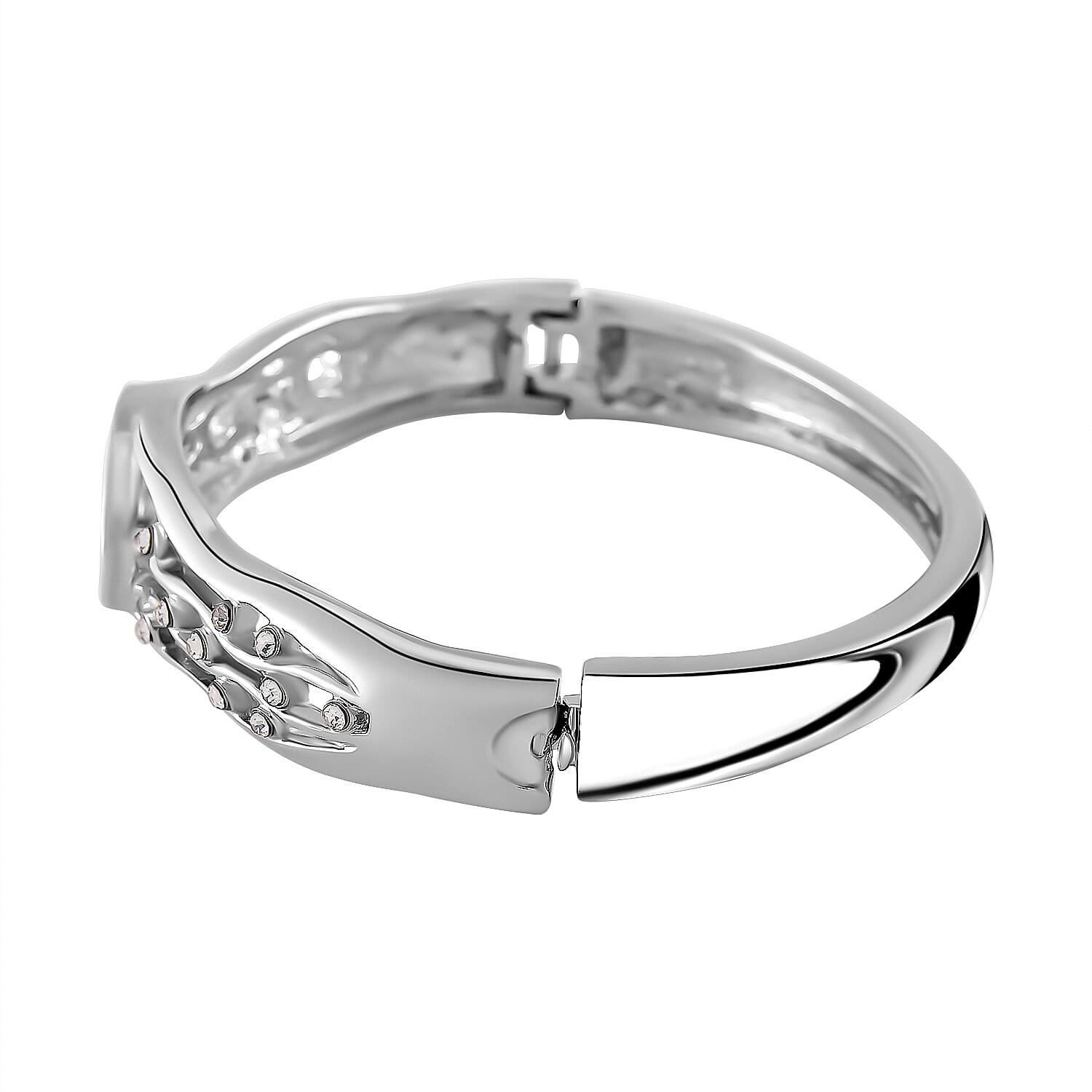 Designer Inspired- Abalone Shell, White Crystal Bangle (Size 7.5)