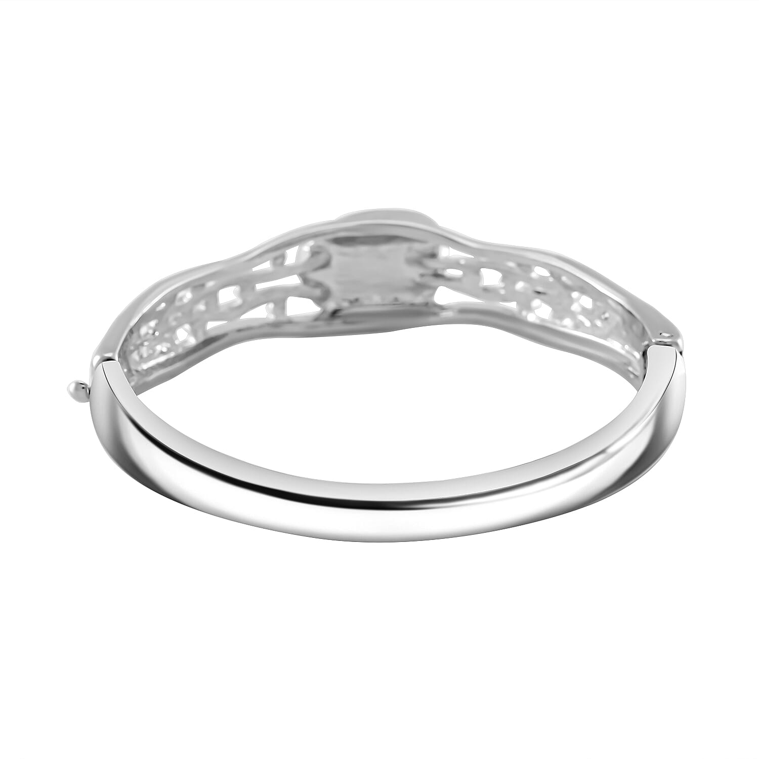 Designer Inspired- Abalone Shell, White Crystal Bangle (Size 7.5)