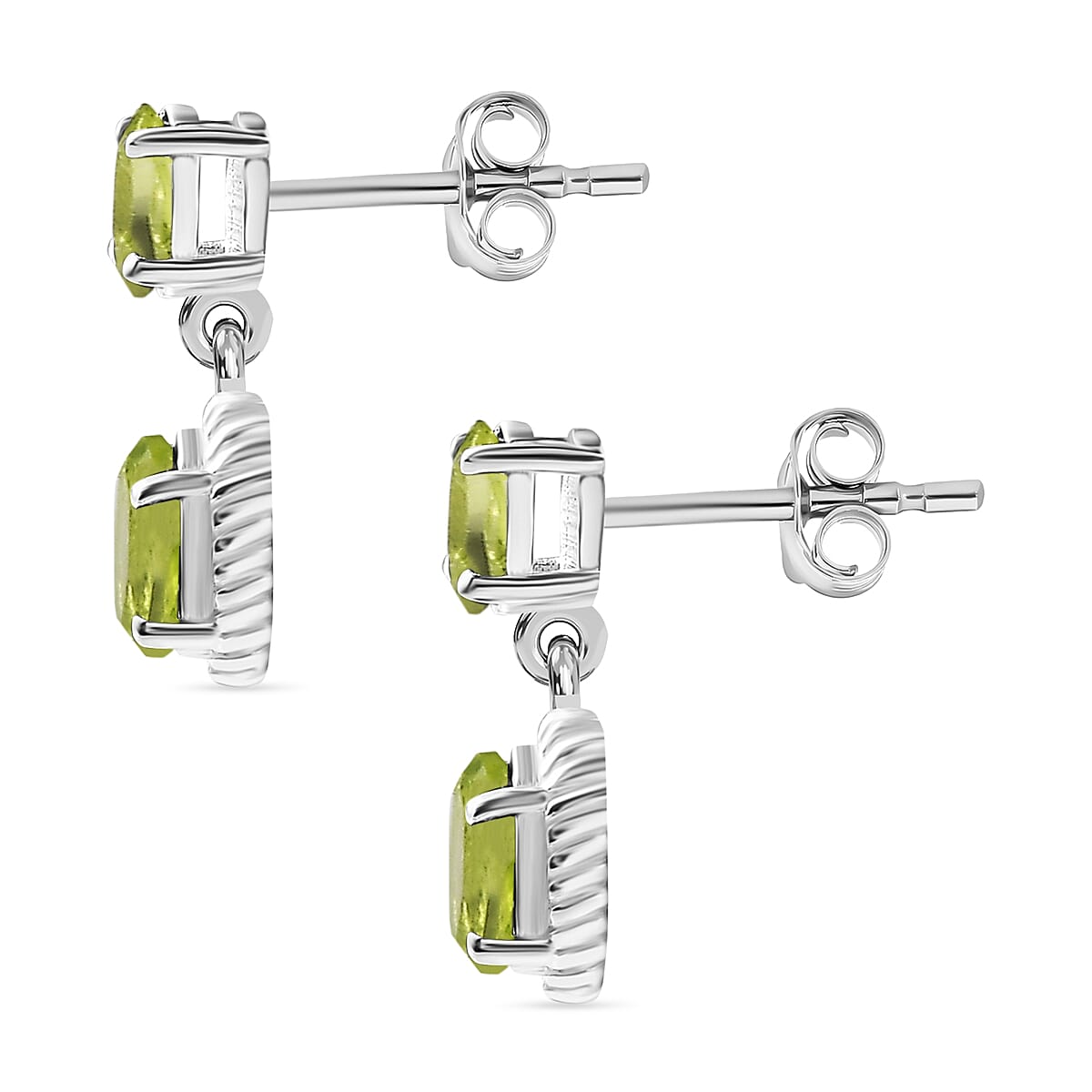 Hebei Peridot Dangle Earrings in Sterling Silver